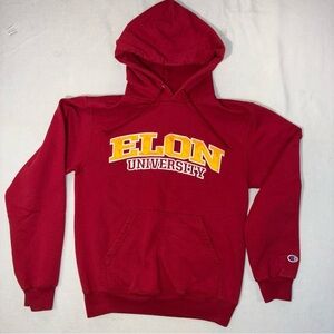 Vintage Champion Elon University Hoodie Adult Small Red Sweatshirt College